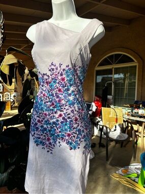 Nine & Co. Lavender Midi Dress with Blue & Purple Floral Print